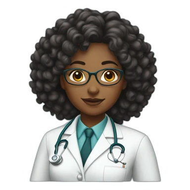 black woman doctor curly hair sticker