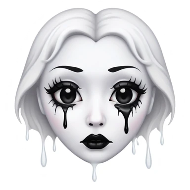 White heart with full makeup creepy face sticker