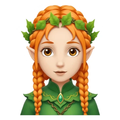 Elf with orange braids and leaf crown sticker