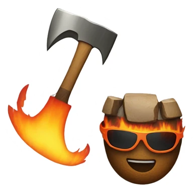 Axe on fire with sunglasses  sticker