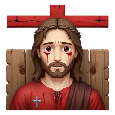 Hazme un emoji con jesuscristo en la cruz como real con el cuerpo en la cruz y la cruz entera sticker