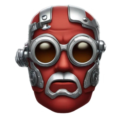 Red skin male cyborg head with white goatee and silver steampunk goggles sticker
