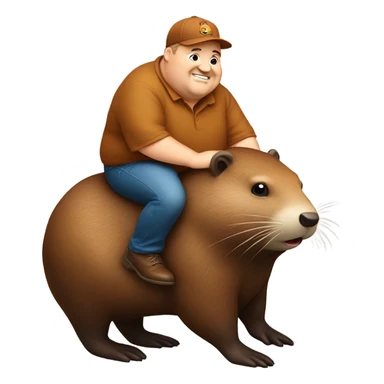 Fat man riding a beaver ￼ sticker