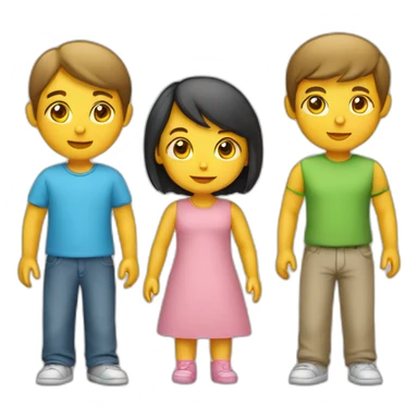 Familia 4 personas niña niño sticker