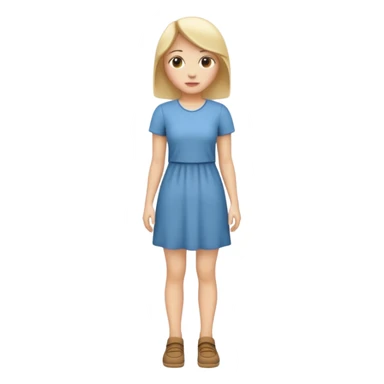 Create me an emoji of a full body white female in a casual dress, looking slightly to her right. sticker