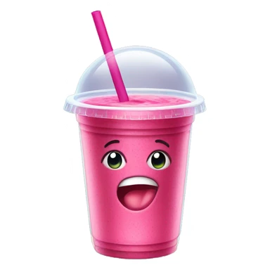 Dark pink smoothie in a domed clear plastic cup sticker