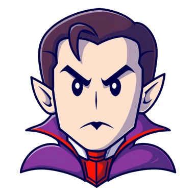 Dracula with slicked back hair and vampire cape sticker