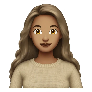 Brunette long hair women beige sweater  sticker
