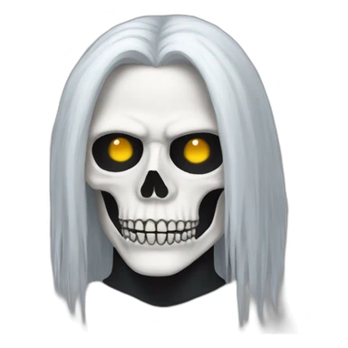 White goth Man with long hair and Skeleton paint face sticker