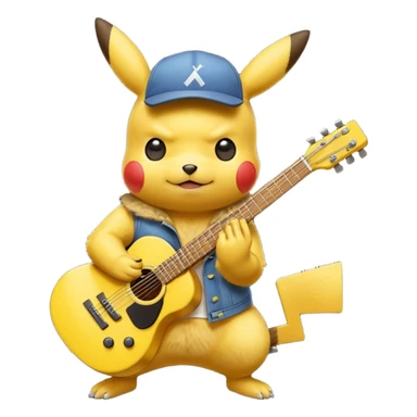 Rockstar pikatchu with guitar sticker