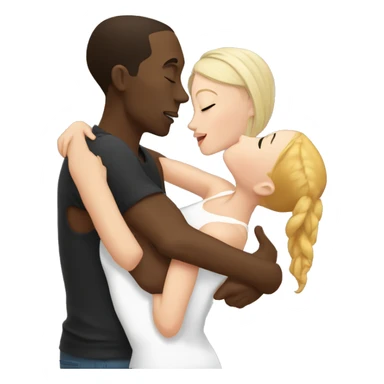 black guy kissing two white girls sticker