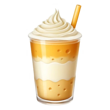 Cheese tea with frothy cream cheese topping and straw sticker