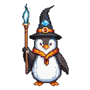 penguin wizard casting spell sticker