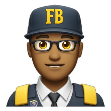man with yellow "FBI" letters on his cap sticker