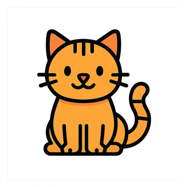 A cute cat in a colorful outlined icon style sticker
