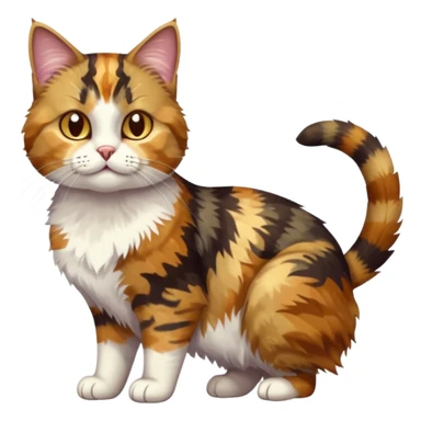 full body colourful light patched calico tabby cat with hazel eyes playing sticker