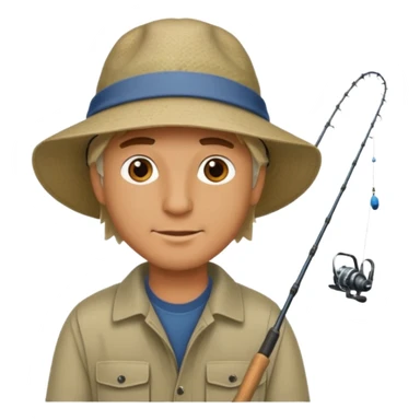 a man holding a fishing rod sticker