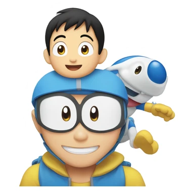 nobita smiling with doremon sticker