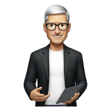 tim cook with a black macbook pro sticker