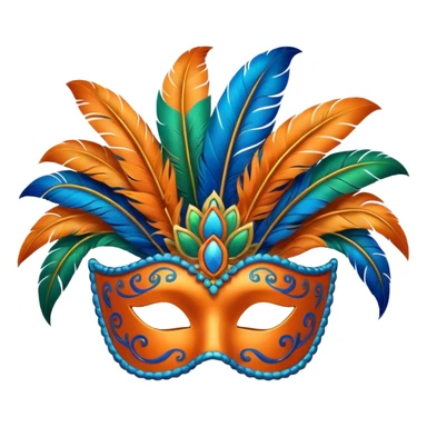 📦+ carnival mask in orange, blue and green , trying to make a carnival pack sticker