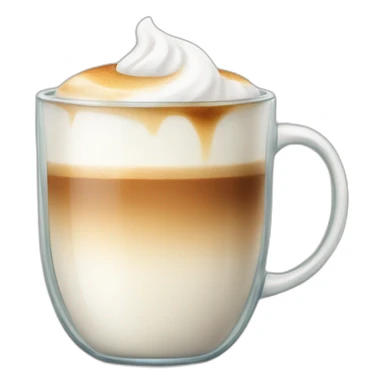coffee with half steamed milk in glass mug sticker