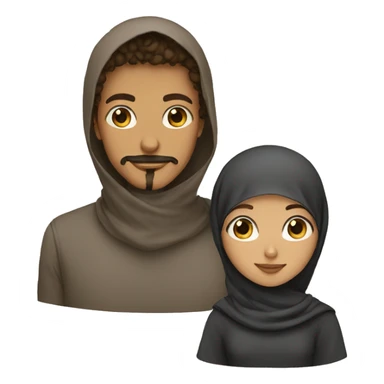 brown teen with curly hair and goatee and moustache with a hijabi girl sticker