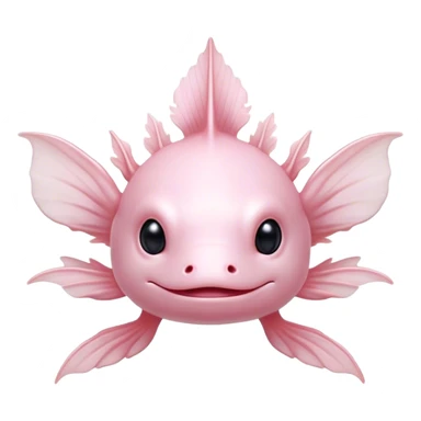 Cinematic Noble Axolotl Portrait Emoji, Poised and regal, with a slender, graceful build and smooth, pale pink skin adorned with feathery external gills, deep-set soulful dark eyes, Simplified yet sharp and sophisticated features, highly detailed, glowing with a soft, ethereal glow, high shine, intelligent and enigmatic, stylized with an air of aquatic elegance, focused and attentive, soft glowing outline, capturing the essence of a watchful and mystical creature, so majestic it feels as though it could glide out of the screen with effortless authority! sticker