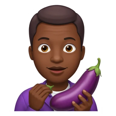 Black man biting his lip, while holding an eggplant infront of him sticker