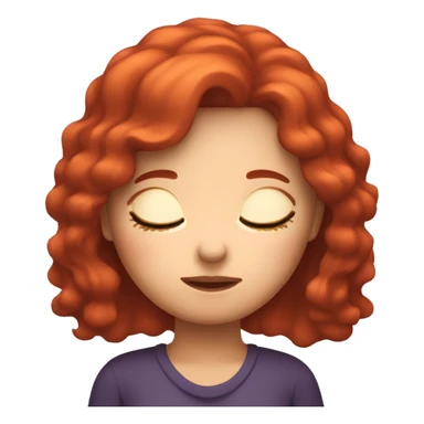 Girl with red hair fall asleep sticker