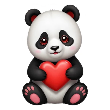 Panda squeezing a heart sticker
