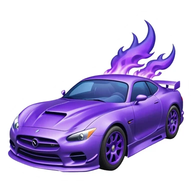 Purple car drifting with navy blue flames coming out of the rear tires. sticker