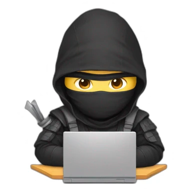 cute ninja Developer with computer sticker