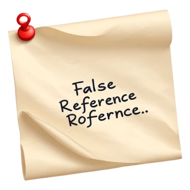 a hand writing 'false reference on a piece of pape sticker