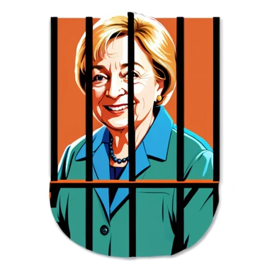 Maine Governor Janet Mills Behind Bars In an Orange Jumpsuit sticker