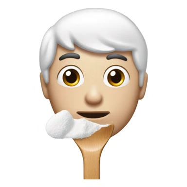 Man with huge pupils sniffing powdered sugar on a spoon sticker