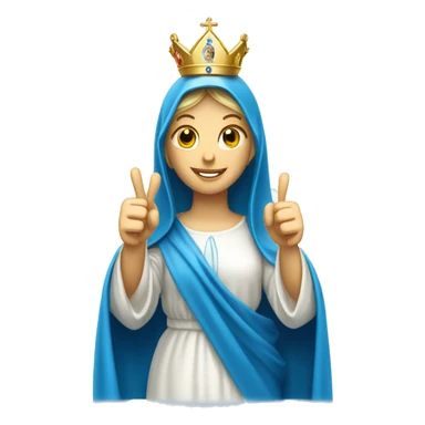 blessed virgin mary thumbs up, with blue veil, with crown, with halo, catholic sticker