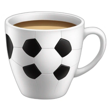 White coffee cup with black soccer sticker
