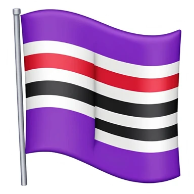 The emoji of a flag with three horizontal sections. The top is black, the middle is white, and the bottom is split in half. The bottom left is purple, and the bottom right is red sticker