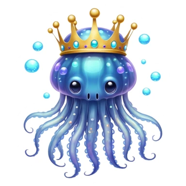 Galactic Jellyfish King A floating jellyfish-like creature with a cosmic crown, swirling galaxies in its translucent body sticker