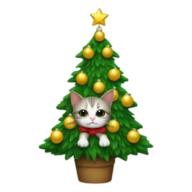 Cat christmas tree sticker