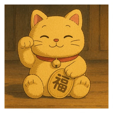 Gold Chinese lucky cat plushie  sticker