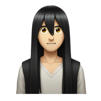 ¿an anime boy with very long straight black hair and bangs? sticker