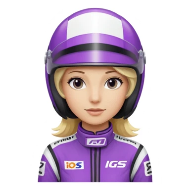 girl blonde, Race Driver purple cloth, white helmet sticker
