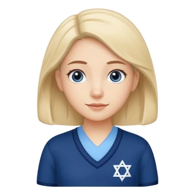 cute school girl jewish blue shirt navy jumper with light blue by the v neck on the jumper sticker