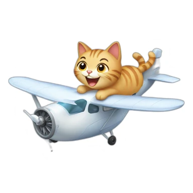 Cute happy cat flying an airplane sticker