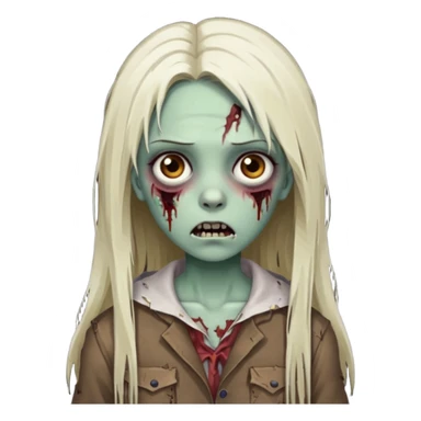 zombie girl with straight long hair and brown eyes sticker