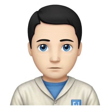 John Broom from Poison with light skin, blue eyes, black hair, ivory inmate outfit  sticker