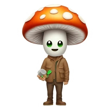 Mushroom man with pills in hands sticker