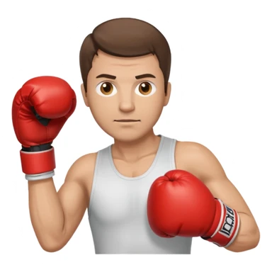 Rapaz de 39 anos ,cabelo castanho médio ,olhos castanho claro , cabelo corte malet, com uma luva de box na mão sticker