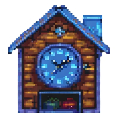 two people, a clock and a house together sticker